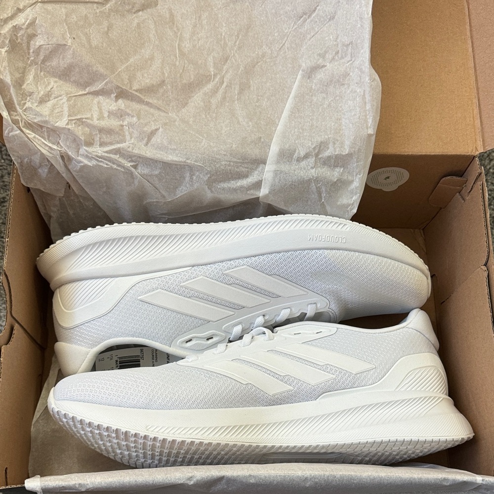 New Adidas All-White Athletic Sneakers run falcon 5